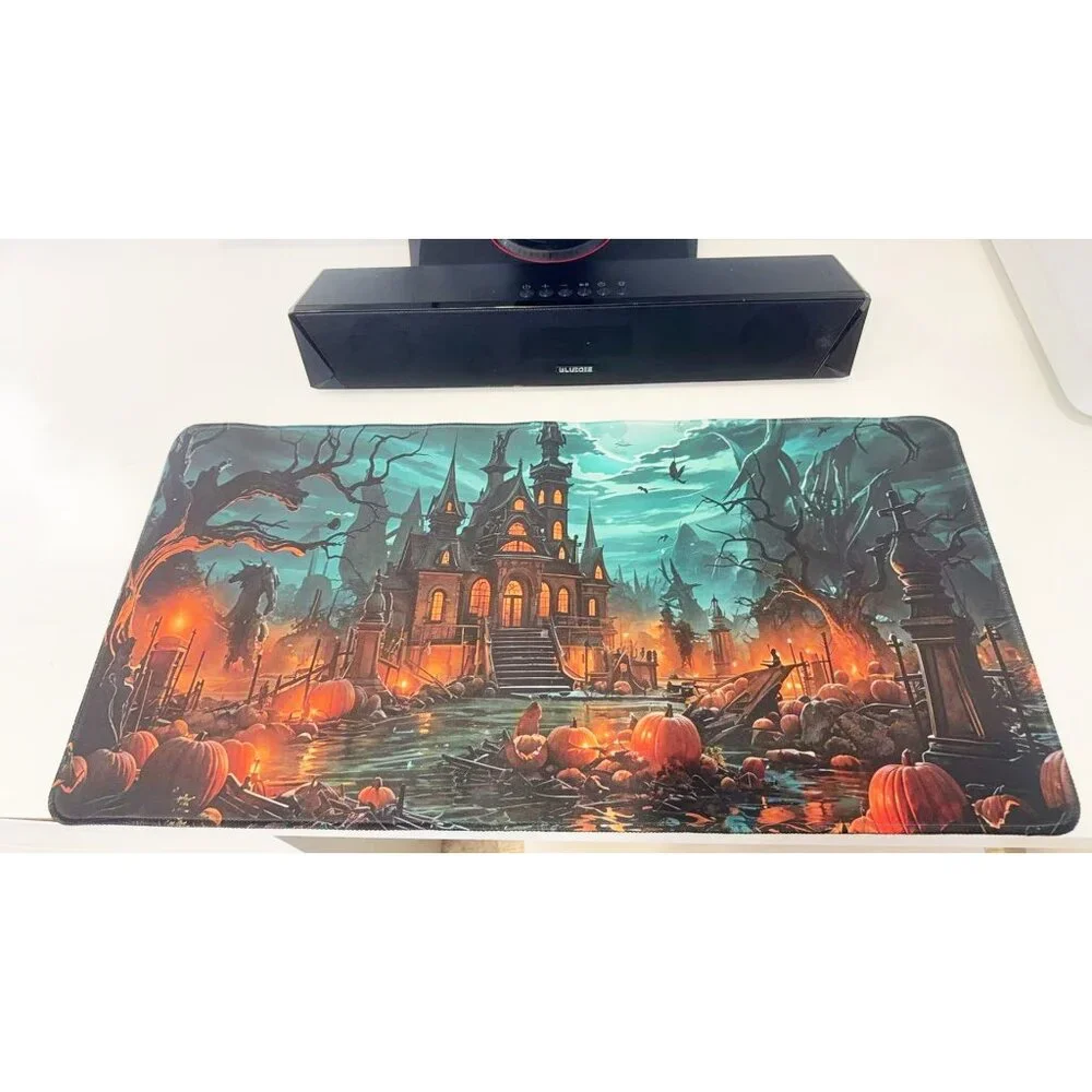 Halloween Haunted House Pumpkin Extended Gaming Mouse Pad